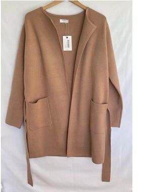 Untuckit Tan Catherine Cardigan Sweater Size XL Classic NWT Boho Chic